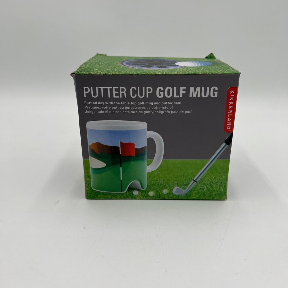 Kikkerland Putter Cup Golf Mug With Putter Pen - Desk Top Pen Pencil Holder
